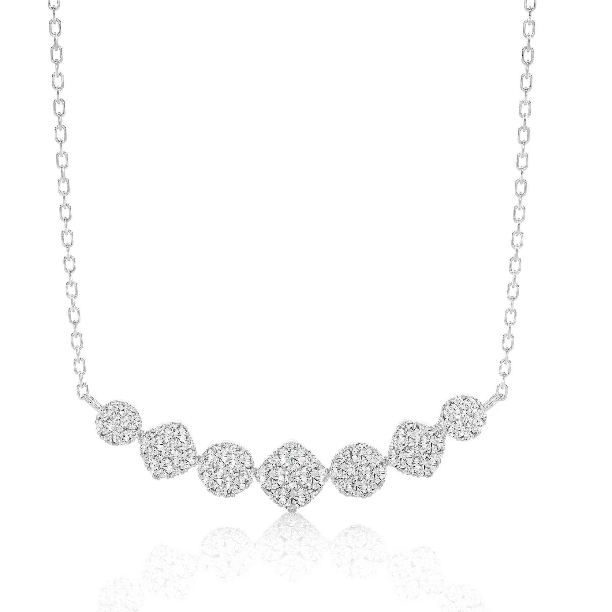 1-3/8 Ctw Moonlight Multi Shape Cluster Diamond Necklace SI GH