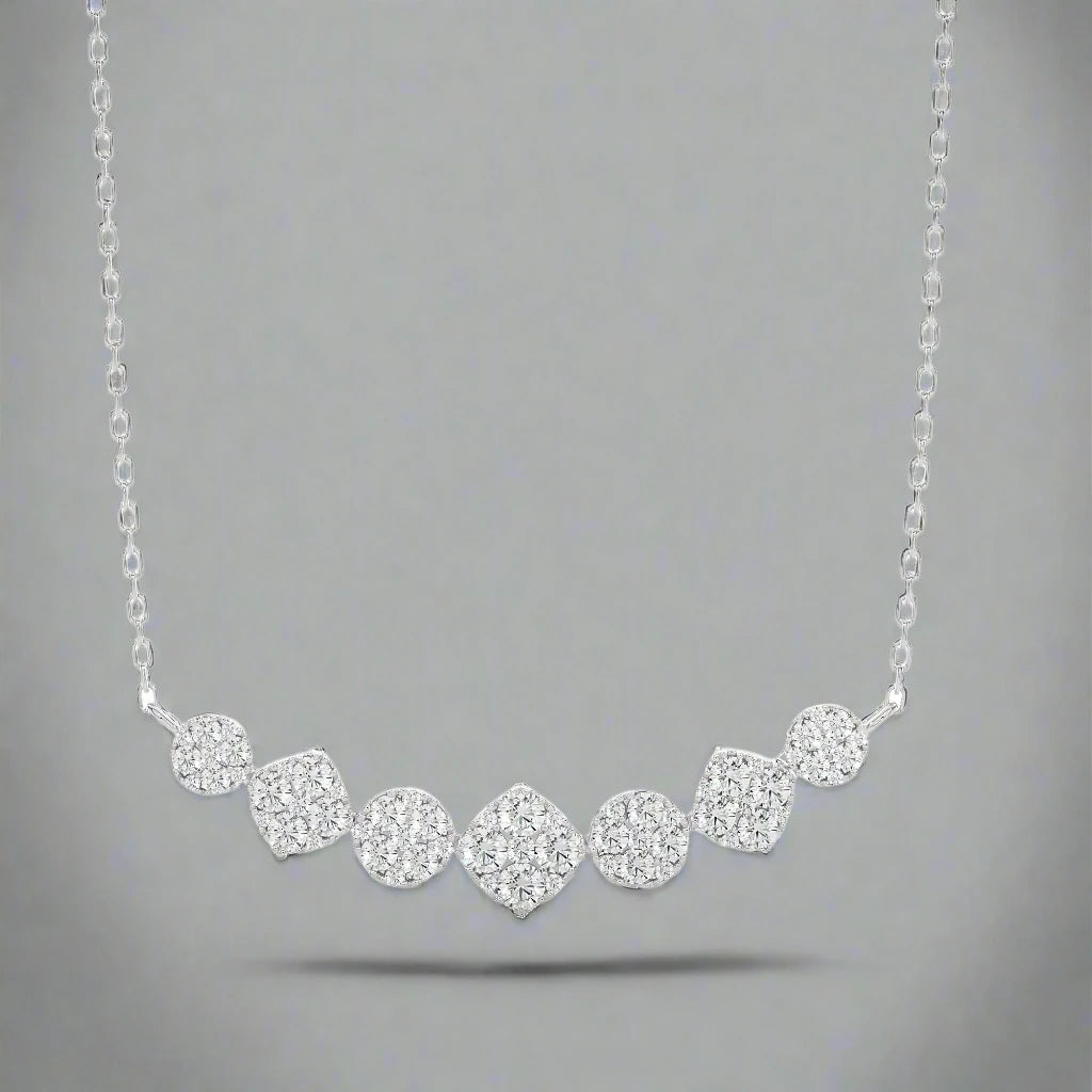 1-3/8 Ctw Moonlight Multi Shape Cluster Diamond Necklace SI GH