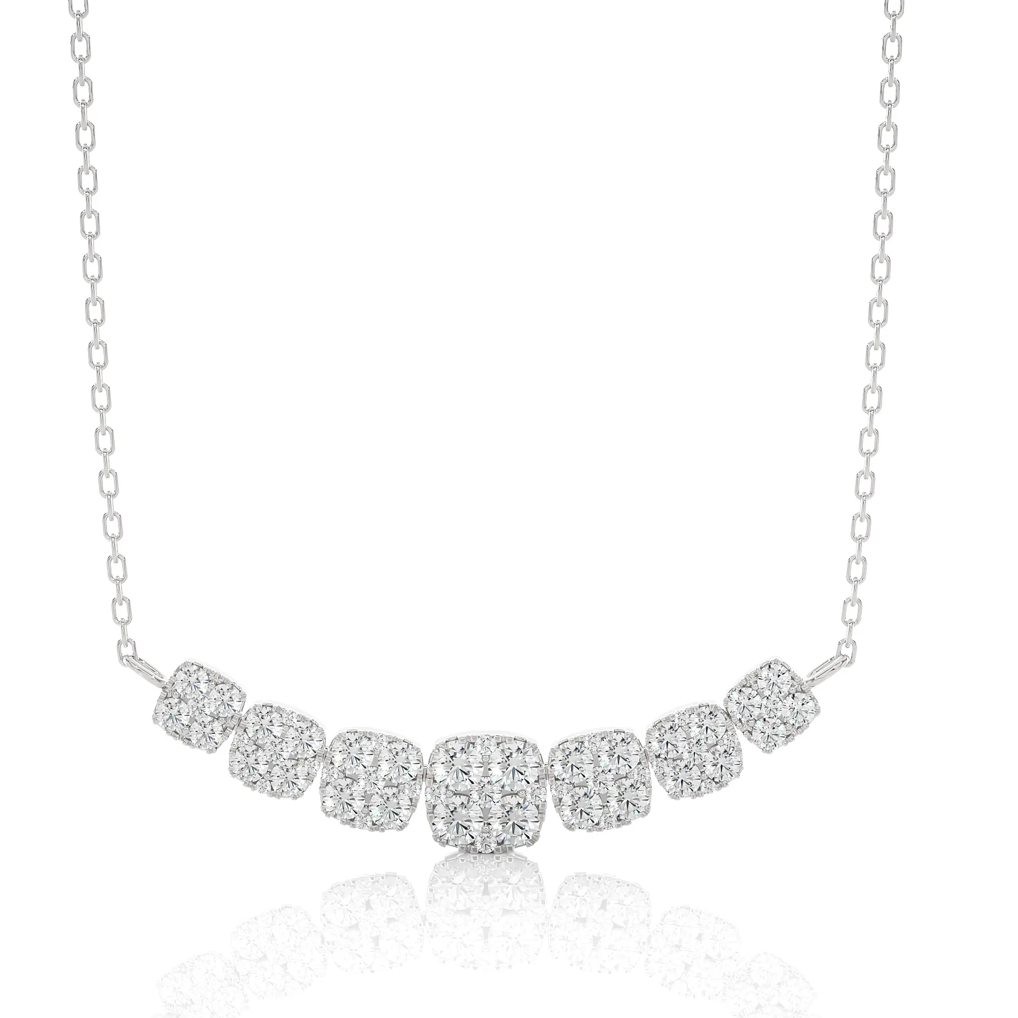 1-1/3 Ctw Moonlight Multi Shape Cluster Diamond Necklace SI GH