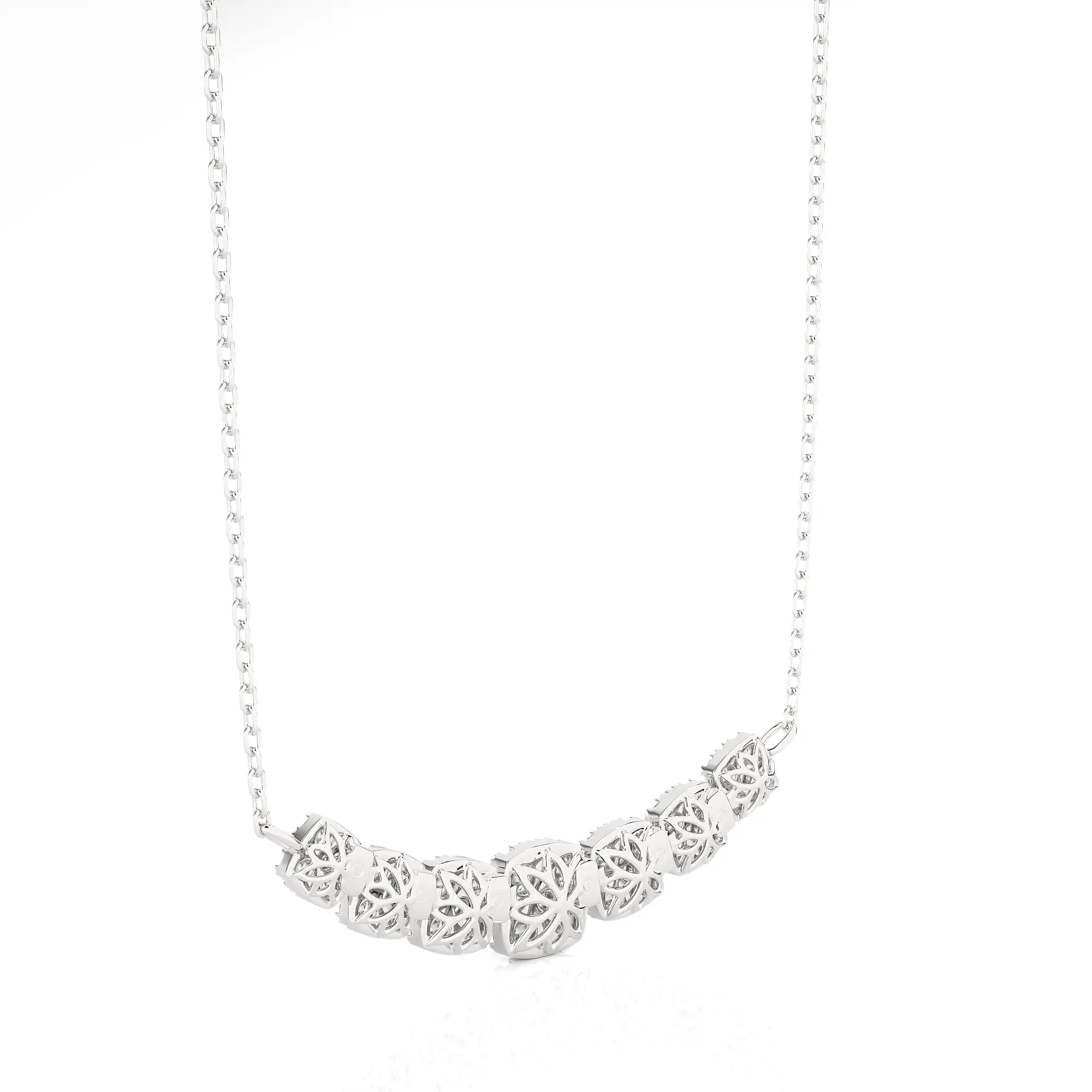 1-1/3 Ctw Moonlight Multi Shape Cluster Diamond Necklace SI GH