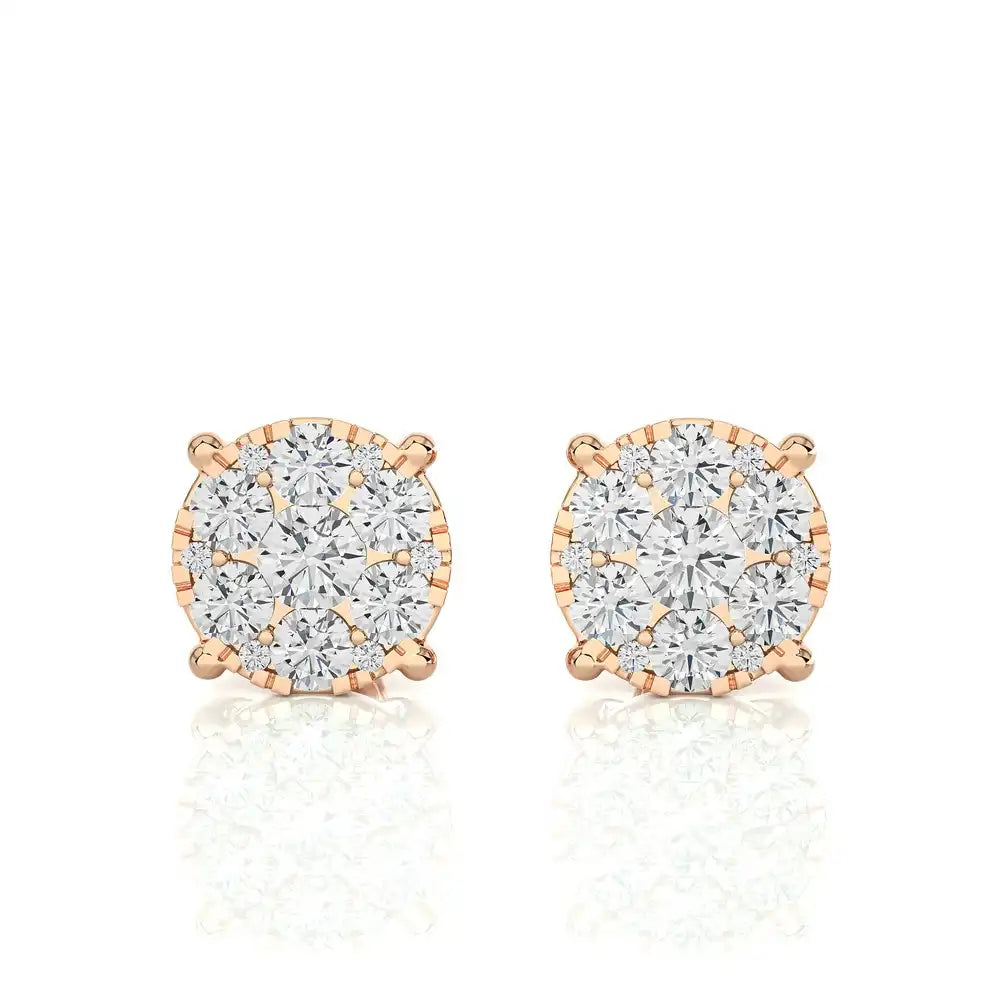 1/5 CTW Moonlight Round Cluster Stud Earrings