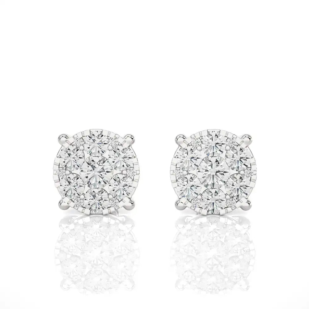 1/5 CTW Moonlight Round Cluster Stud Earrings