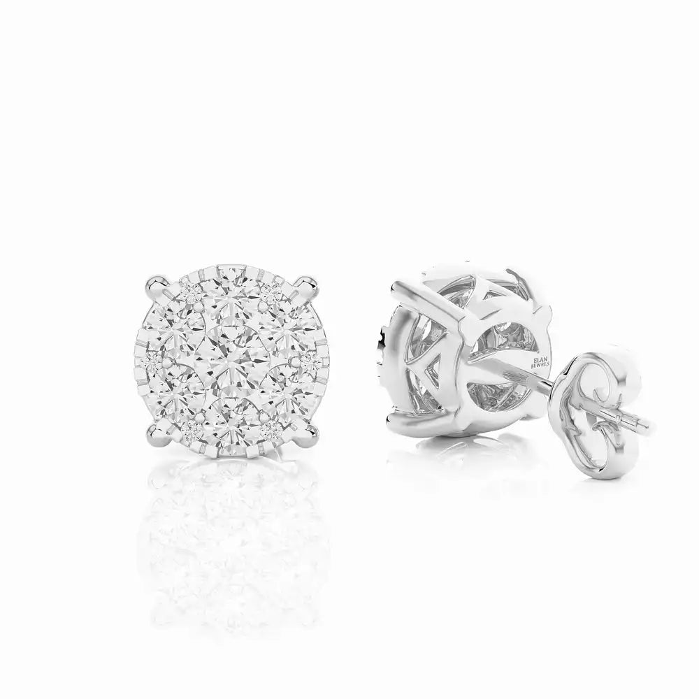 1/5 CTW Moonlight Round Cluster Stud Earrings