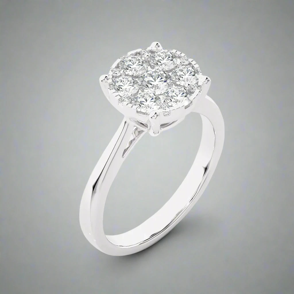 1.00 Ctw Cluster Diamond Ring GH SI (Copy)