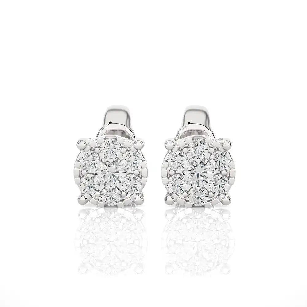 1/4 CTW Moonlight Round Cluster Stud Earring