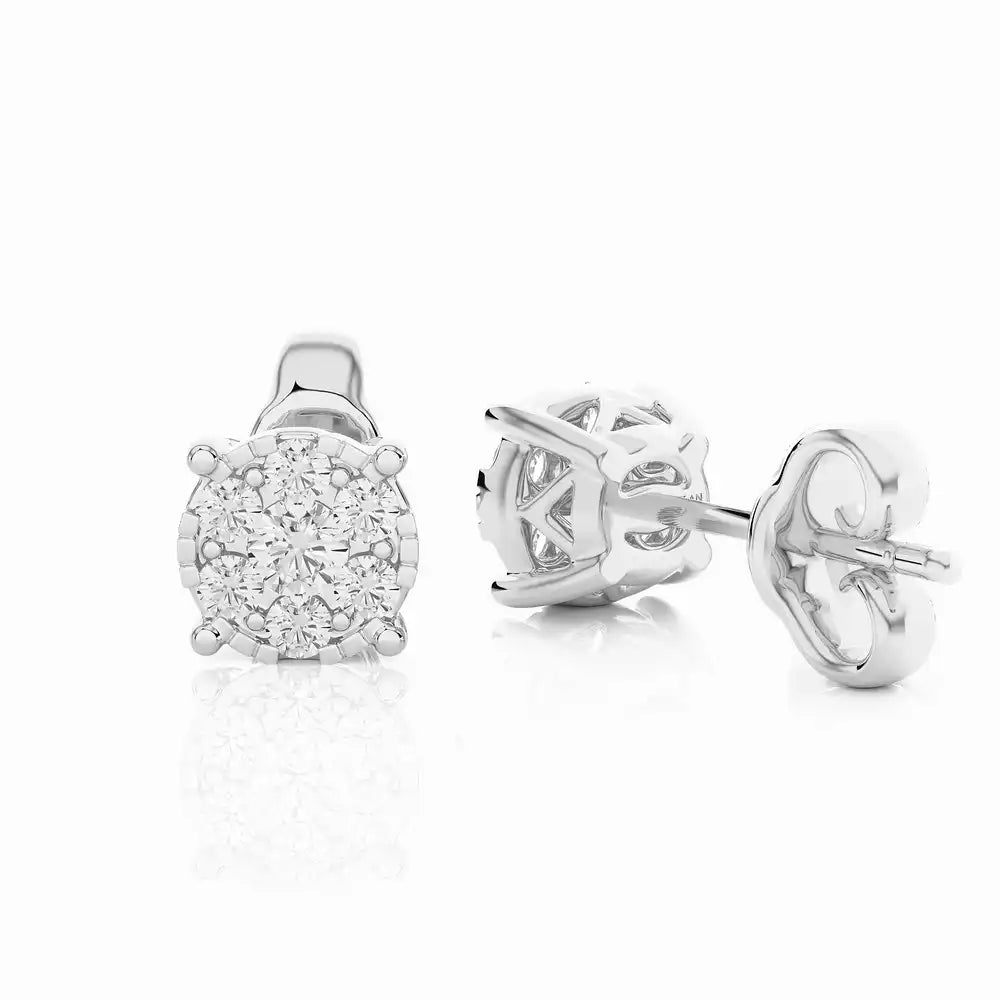 1/4 CTW Moonlight Round Cluster Stud Earring