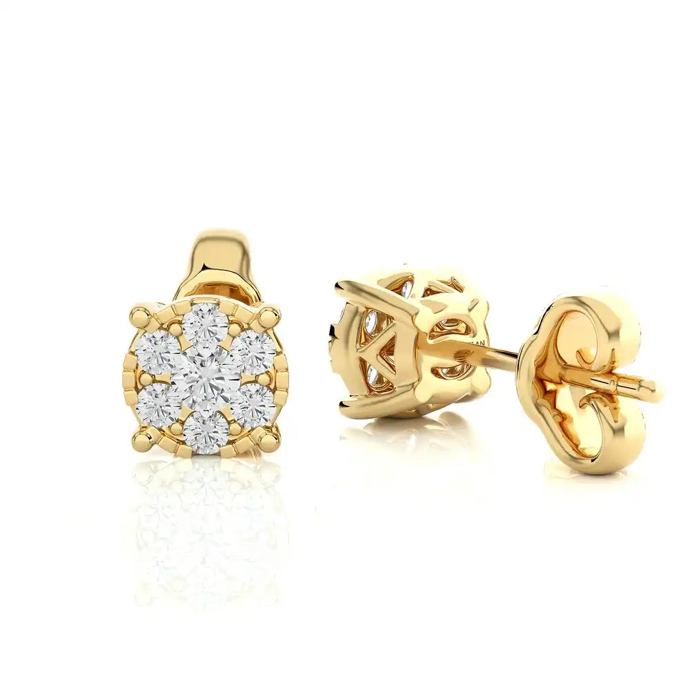 1/4 CTW Moonlight Round Cluster Stud Earring