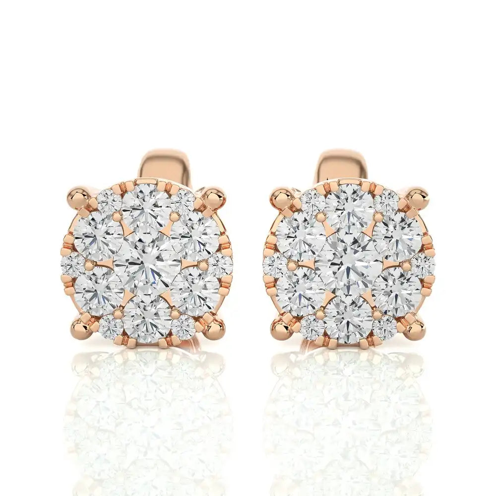 3/8 CTW Moonlight Round Cluster Stud Earrings.