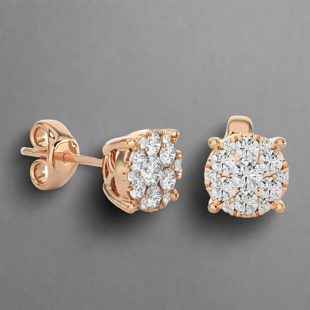 3/8 CTW Moonlight Round Cluster Stud Earrings.