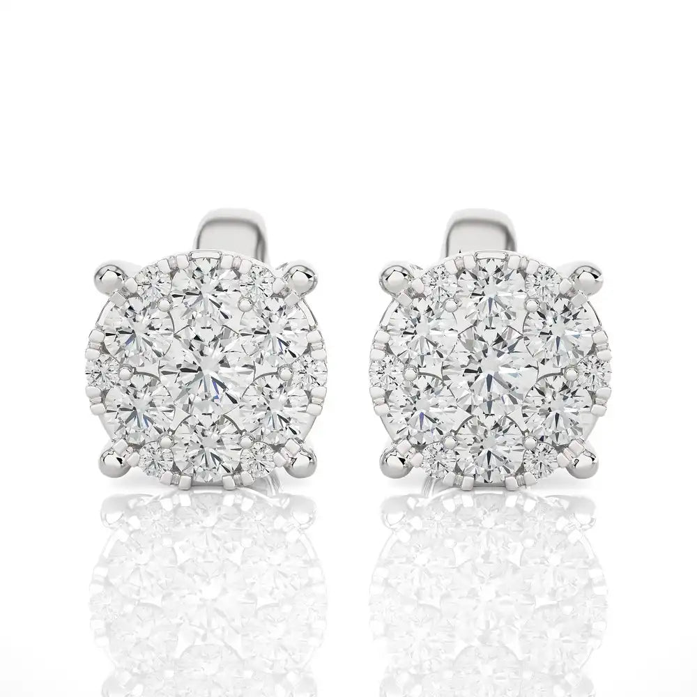 3/8 CTW Moonlight Round Cluster Stud Earrings.