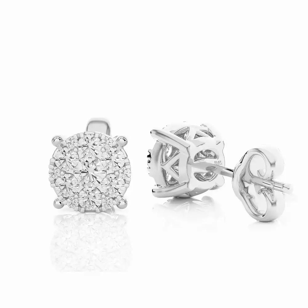 3/8 CTW Moonlight Round Cluster Stud Earrings.