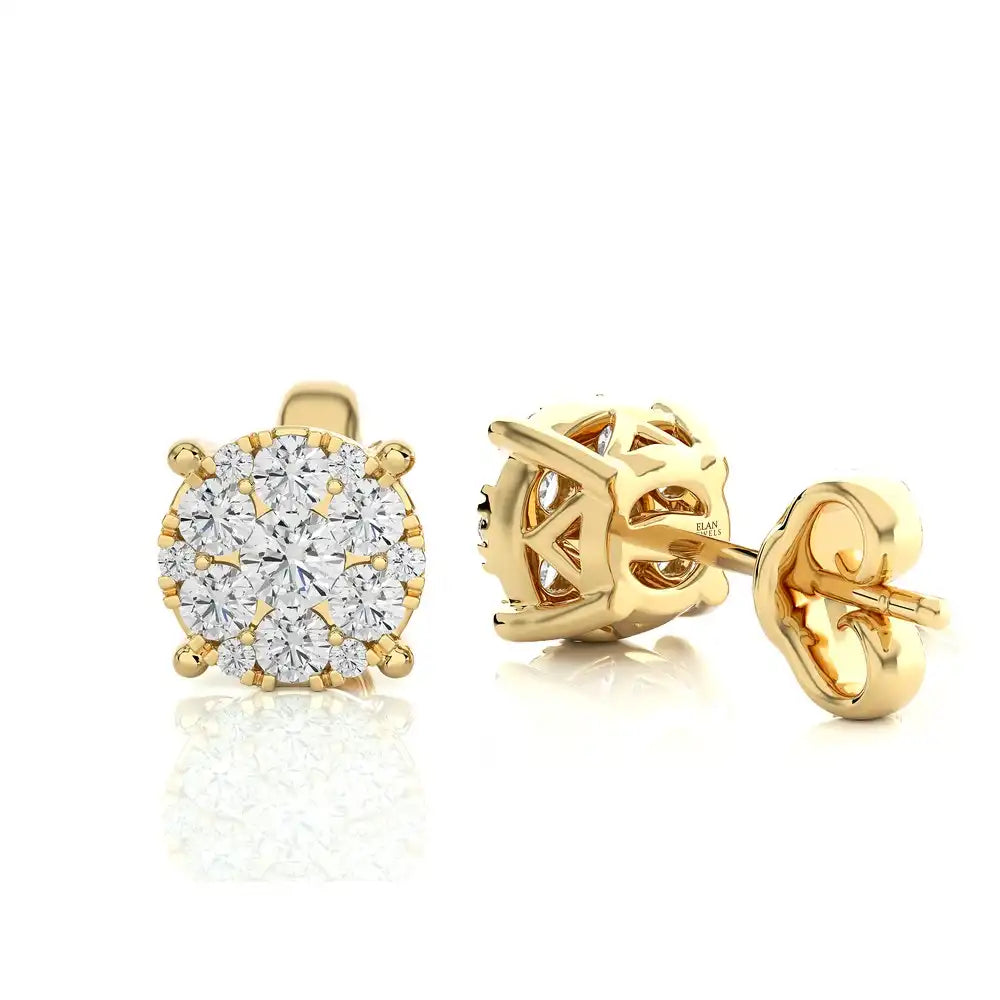 3/8 CTW Moonlight Round Cluster Stud Earrings.