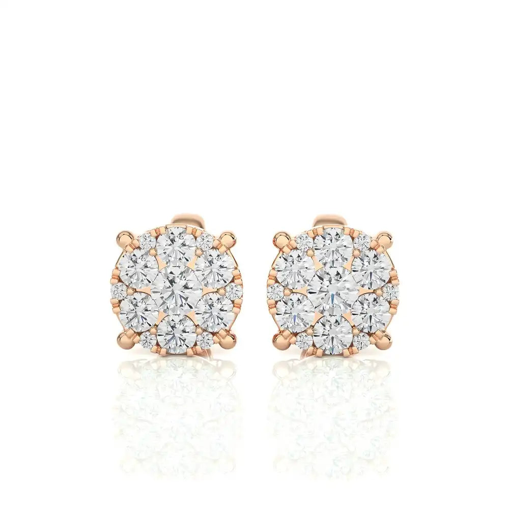 5/8 CTW Moonlight Round Shaped Cluster Stud Earring.