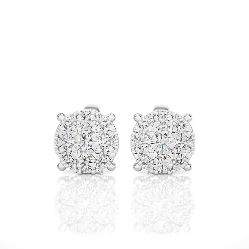 5/8 CTW Moonlight Round Shaped Cluster Stud Earring.