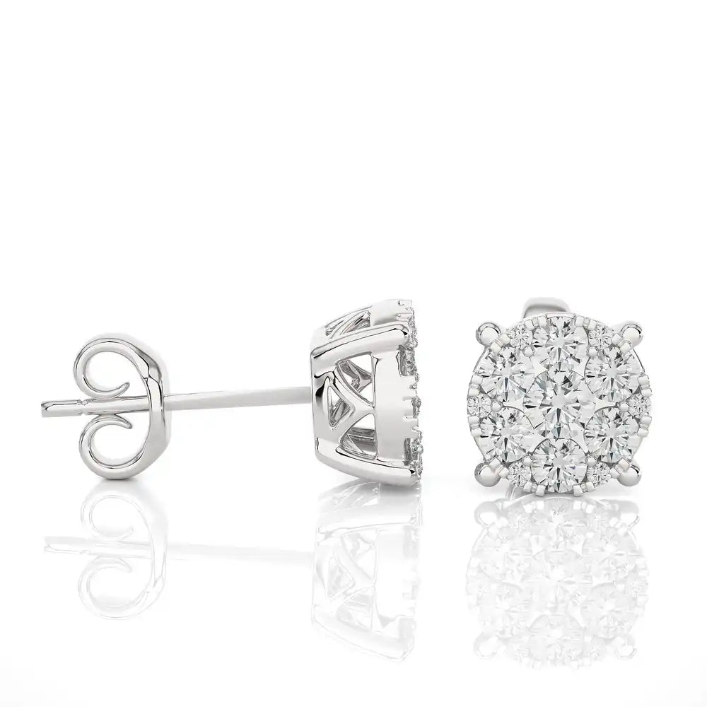 5/8 CTW Moonlight Round Shaped Cluster Stud Earring.