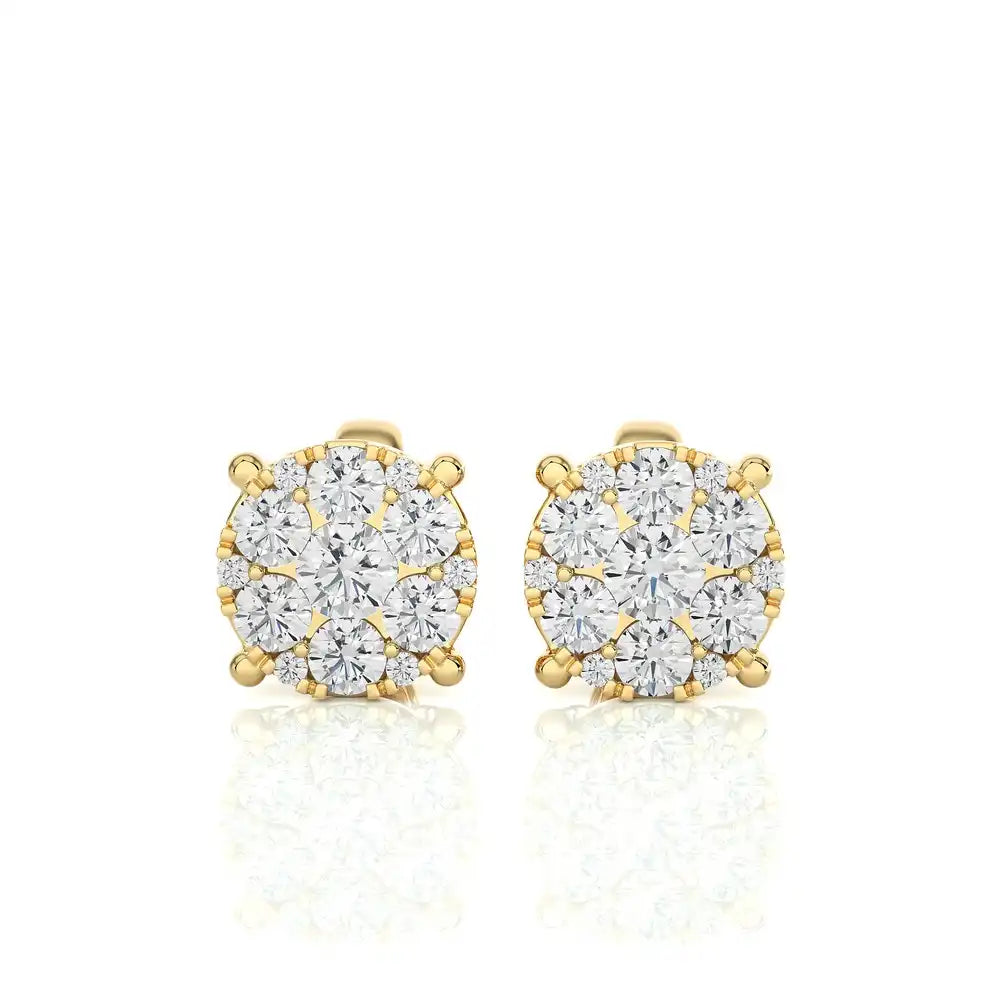 5/8 CTW Moonlight Round Shaped Cluster Stud Earring.