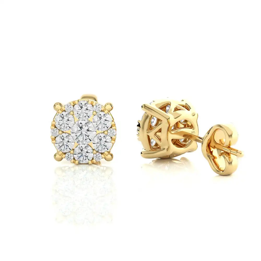 5/8 CTW Moonlight Round Shaped Cluster Stud Earring.