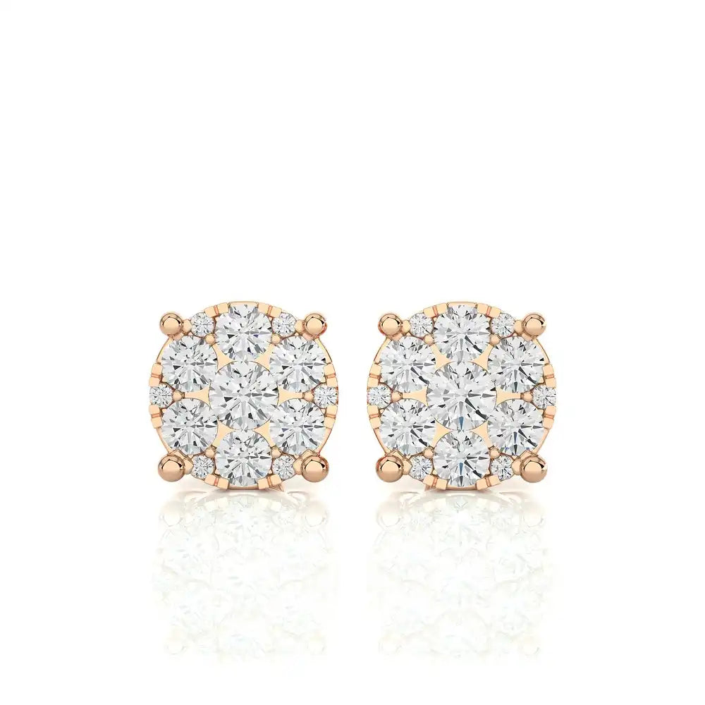 1-1/3 CTW Elegant Classic Moonlight Cluster Stud Earring