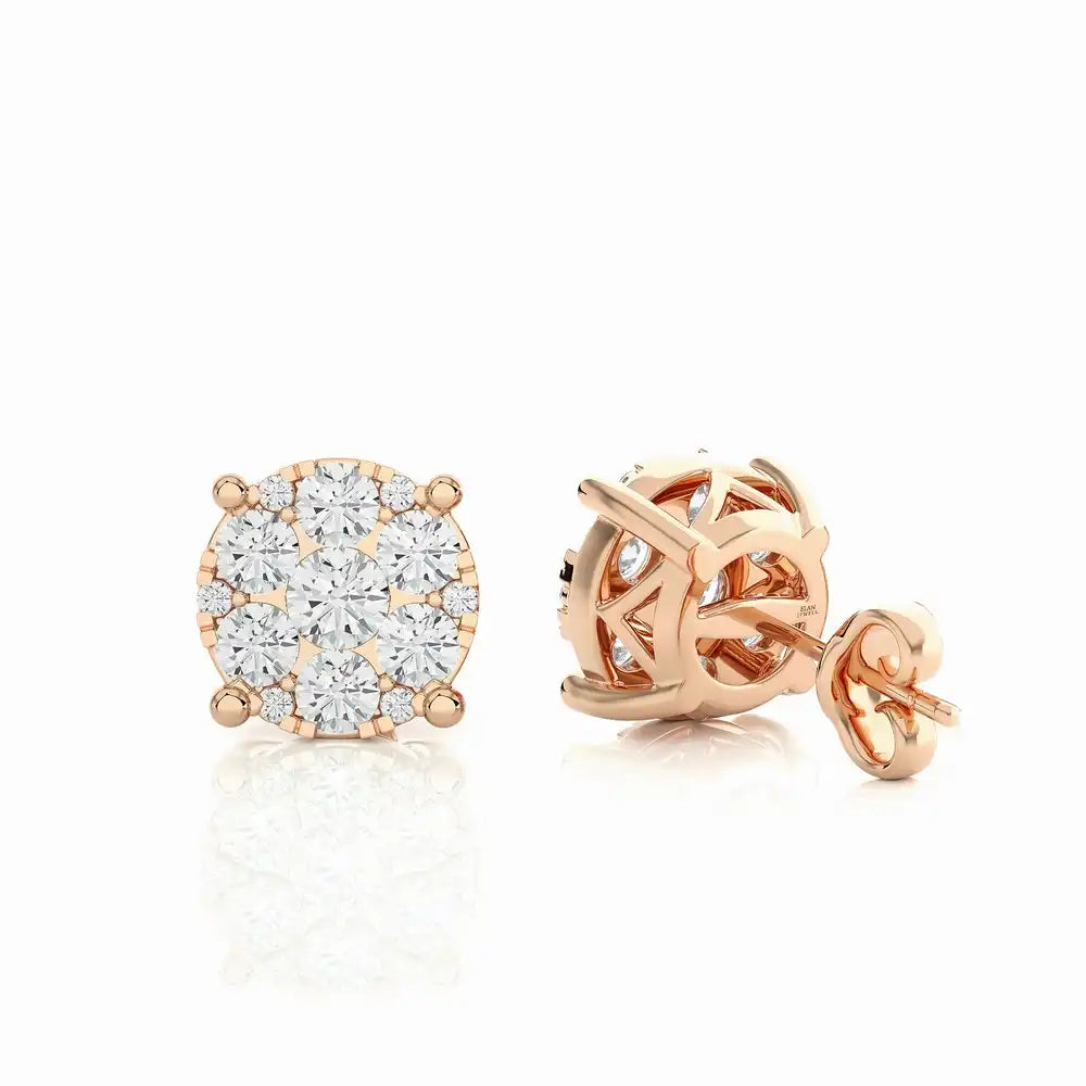 1-1/3 CTW Elegant Classic Moonlight Cluster Stud Earring