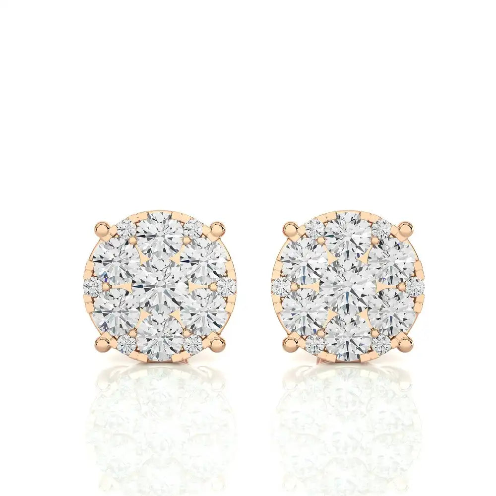 2-3/8 CTW Moonlight Round Cluster Stud Earring