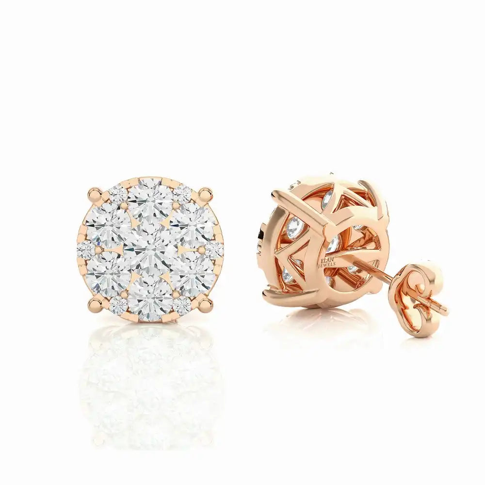 2-3/8 CTW Moonlight Round Cluster Stud Earring