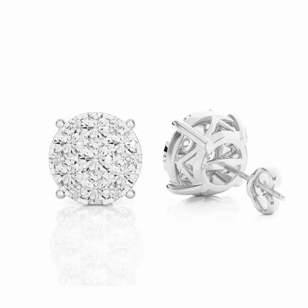 2-3/8 CTW Moonlight Round Cluster Stud Earring