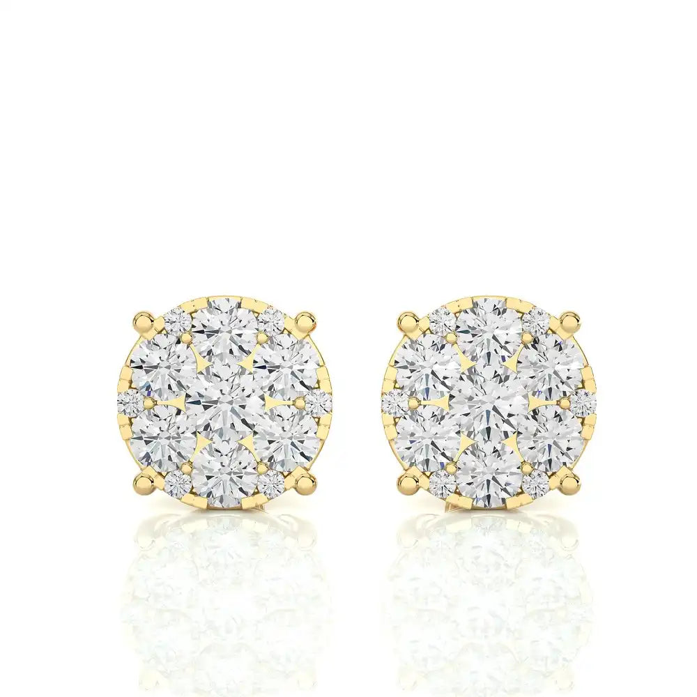 2-3/8 CTW Moonlight Round Cluster Stud Earring