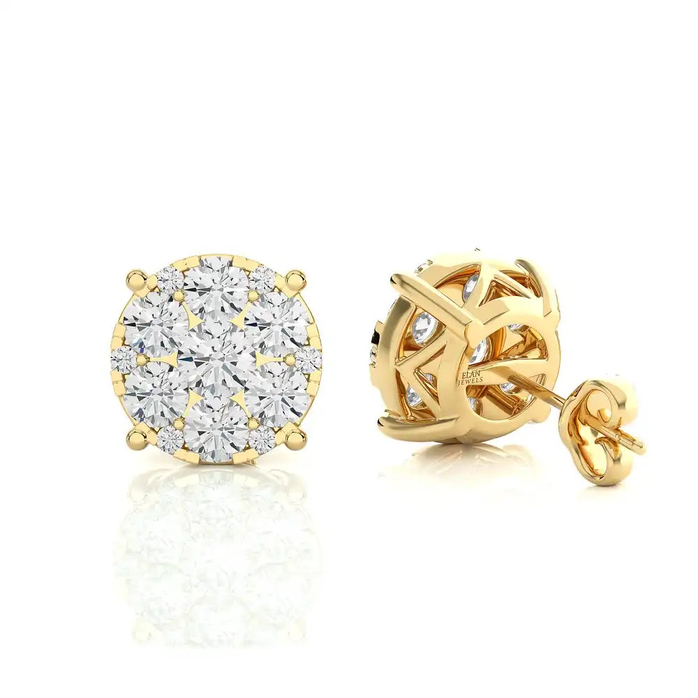 2-3/8 CTW Moonlight Round Cluster Stud Earring