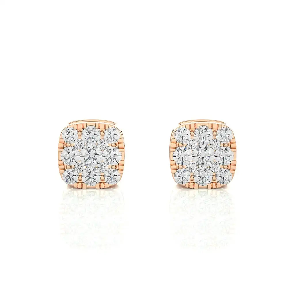 1/2 CTW Excellent Round Cut Diamonds set in Designer Stud Earrings.