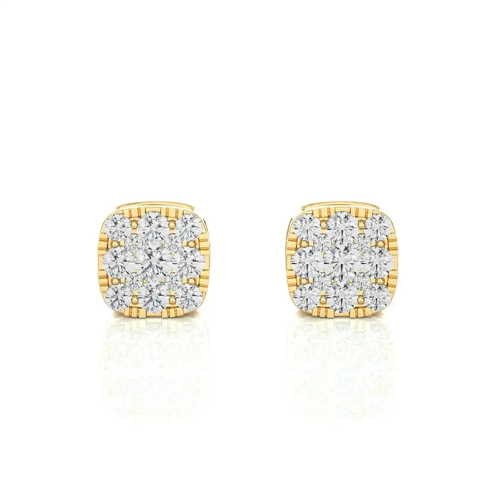 1/2 CTW Excellent Round Cut Diamonds set in Designer Stud Earrings.