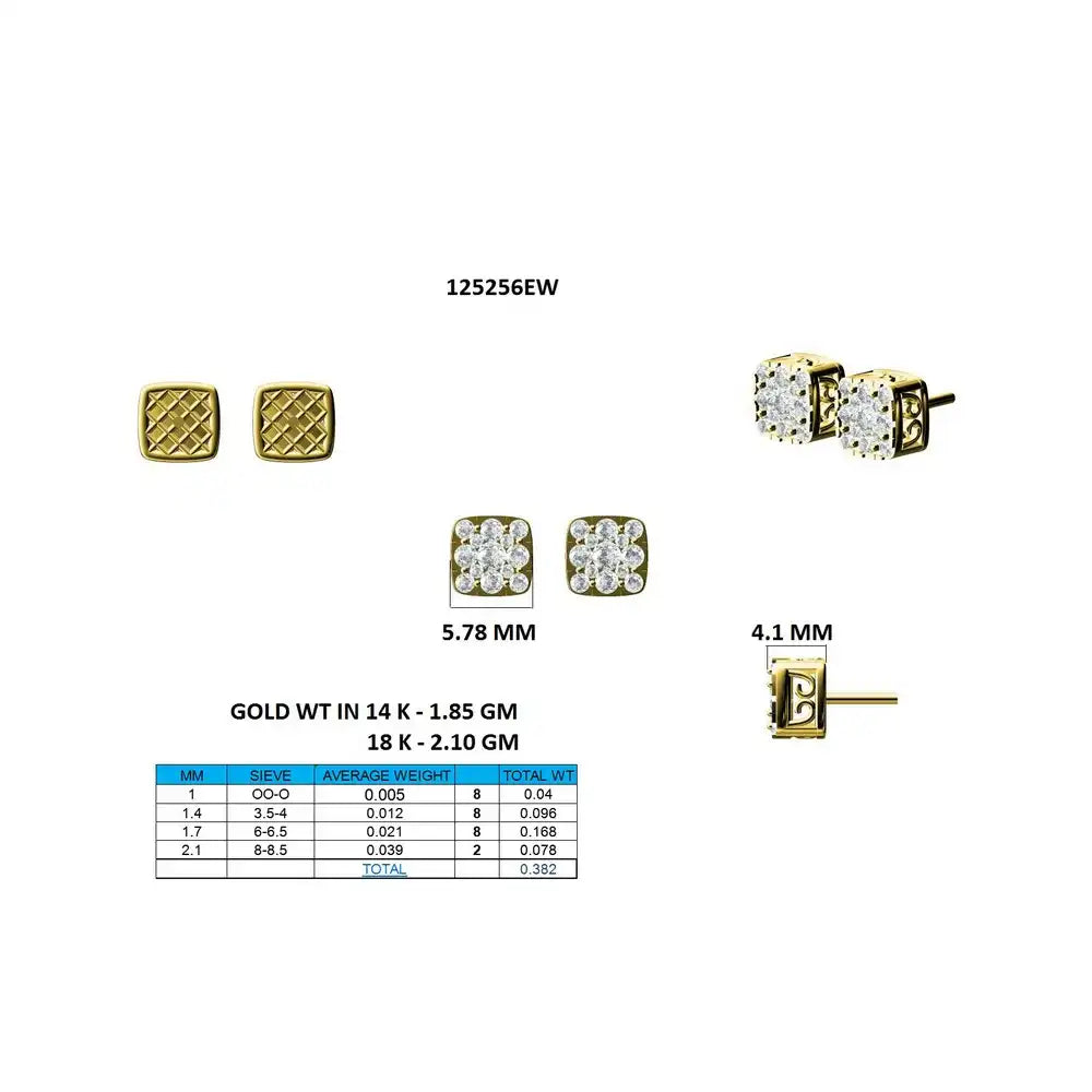 3/8 CTW Moonlight Cushion Shape Cluster Stud Earring.