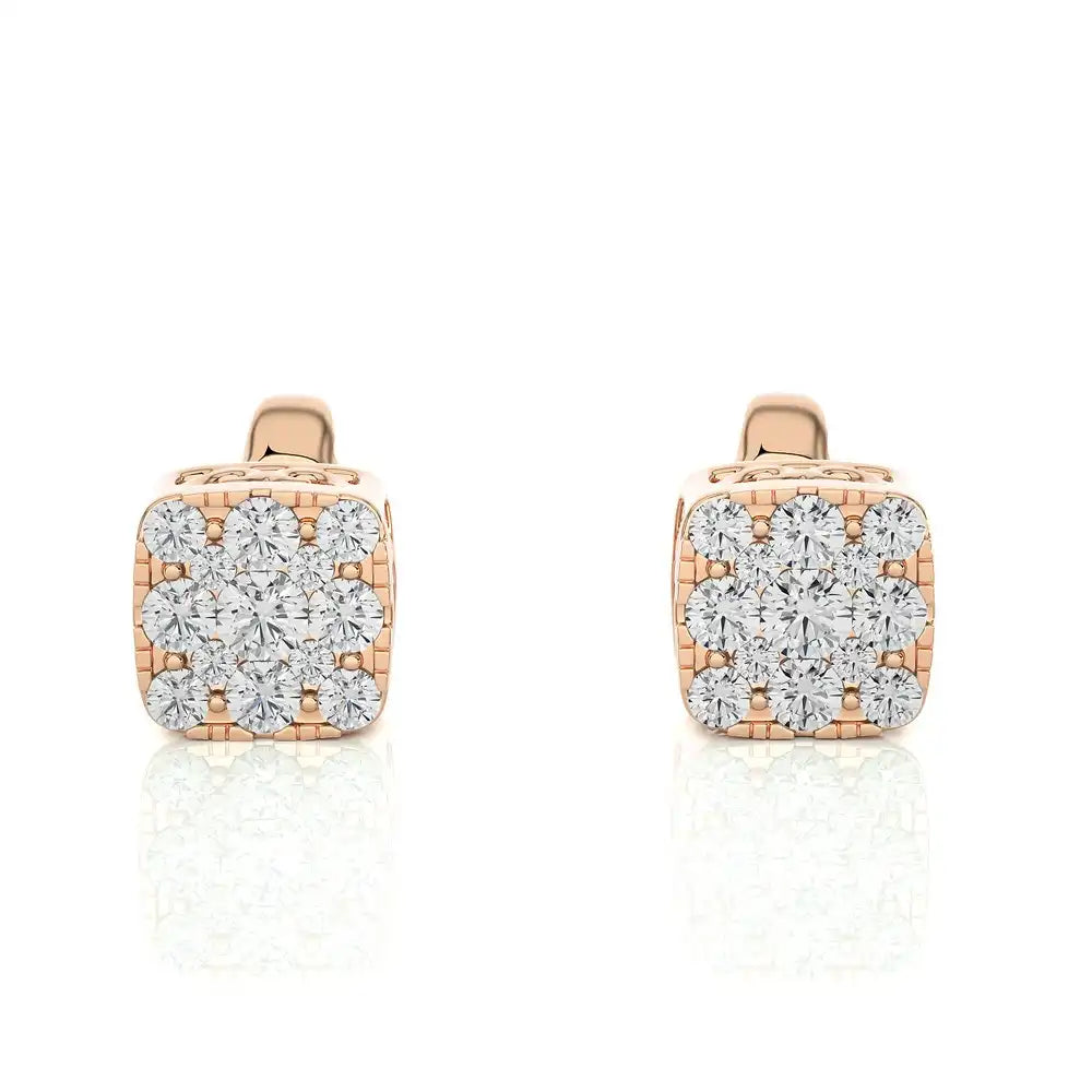 3/8 CTW Moonlight Cushion Shape Cluster Stud Earring.