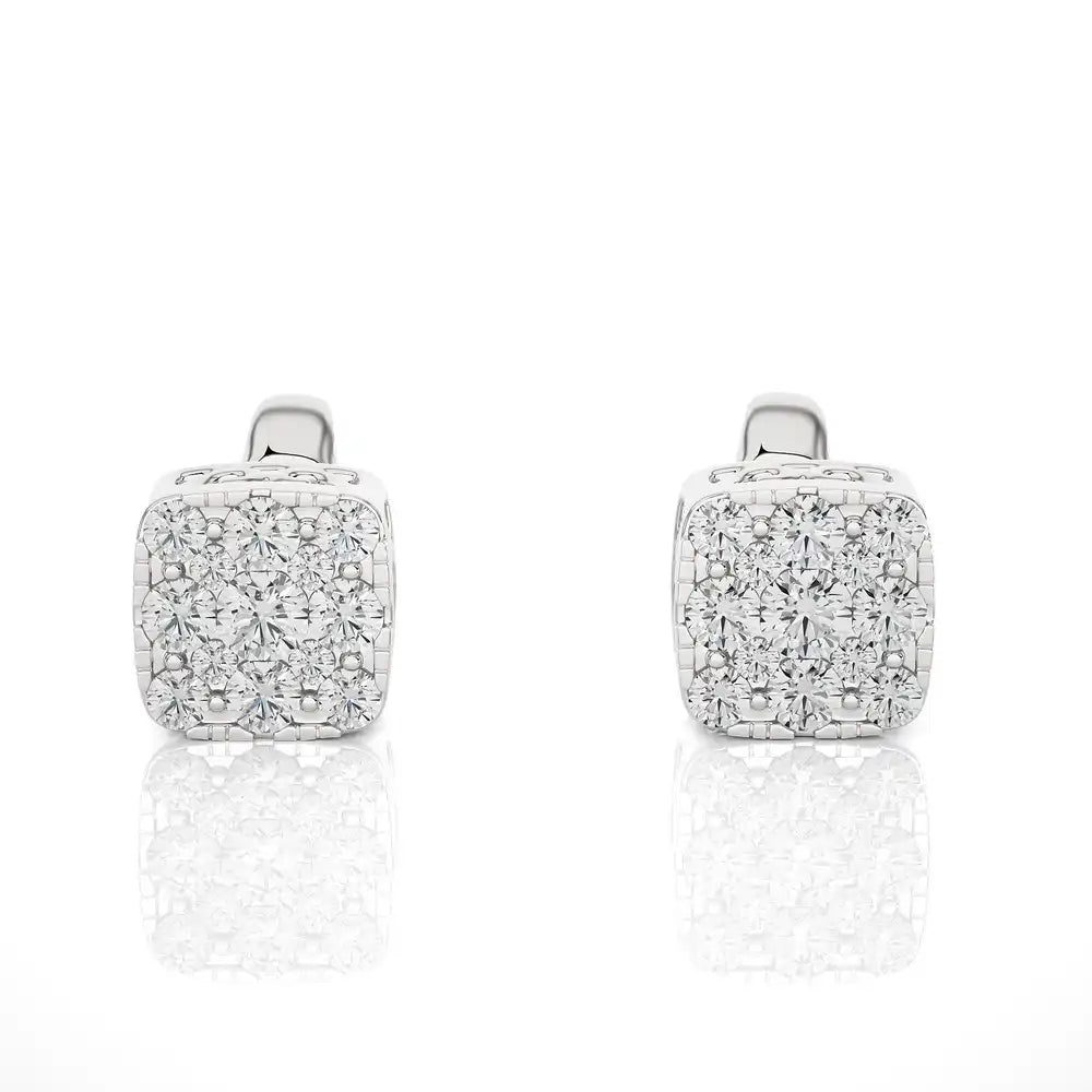 3/8 CTW Moonlight Cushion Shape Cluster Stud Earring.