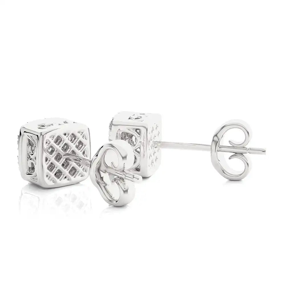 3/8 CTW Moonlight Cushion Shape Cluster Stud Earring.