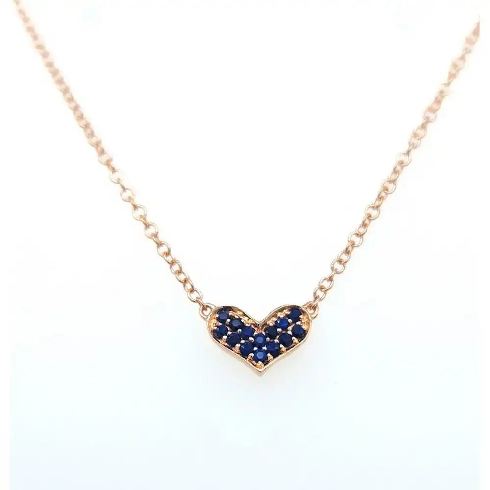 1/15 CTW Natural Heart Shaped with Sapphire Stone Pendant