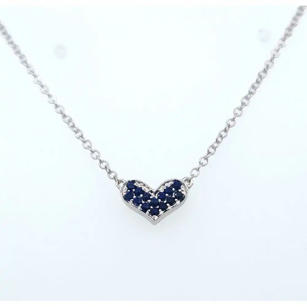 1/15 CTW Natural Heart Shaped with Sapphire Stone Pendant