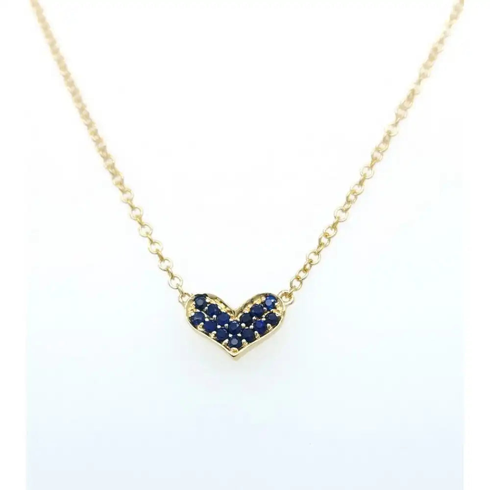 1/15 CTW Natural Heart Shaped with Sapphire Stone Pendant