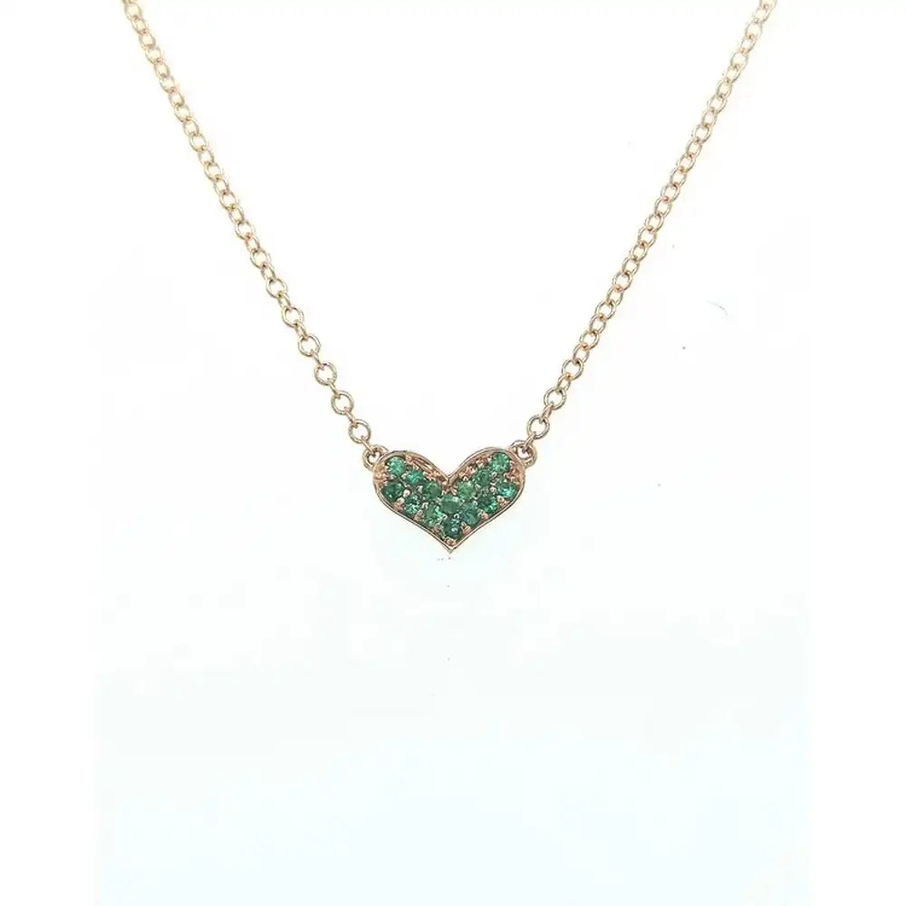 1/15 CTW Heart Shaped With Emerald Stone Pendant