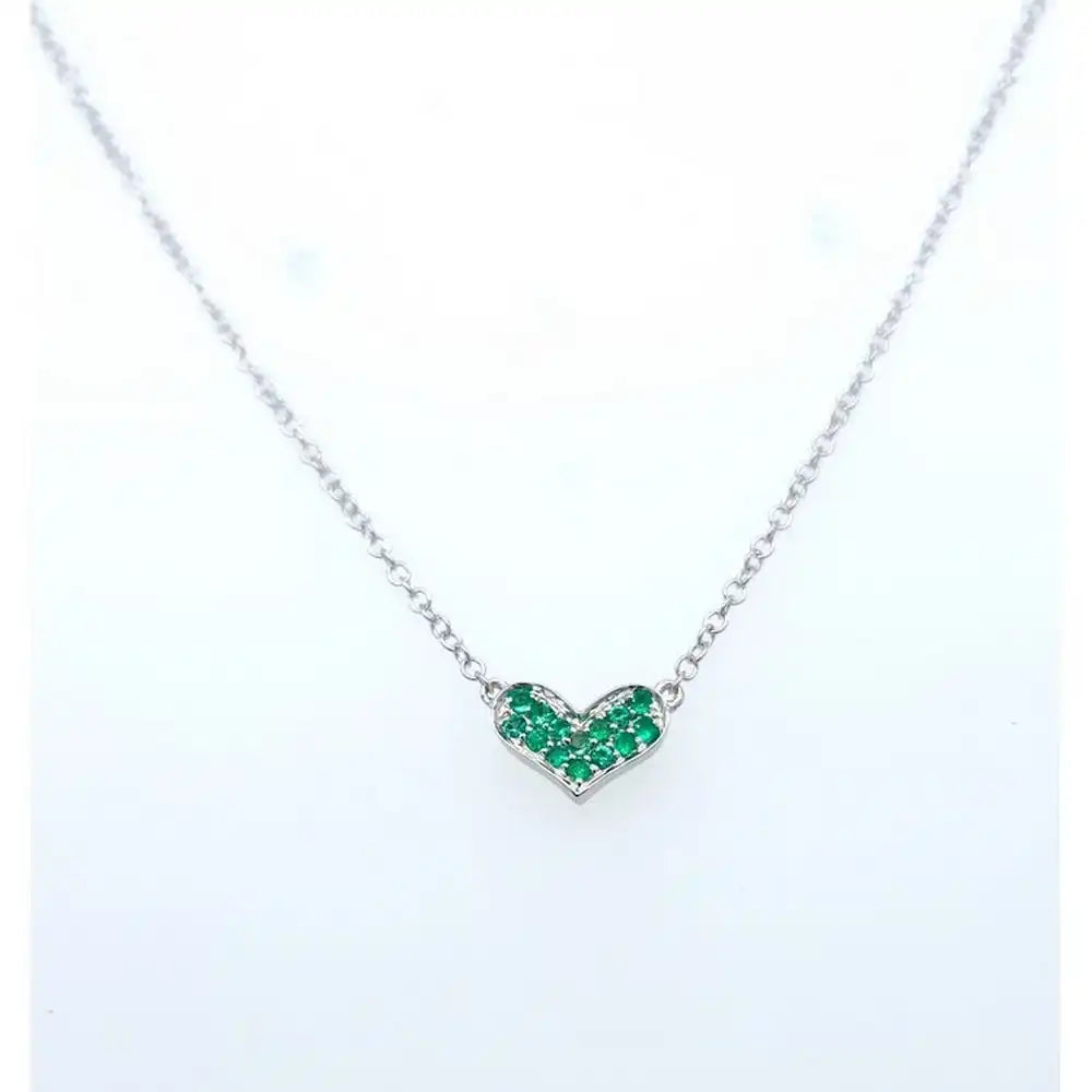 1/15 CTW Heart Shaped With Emerald Stone Pendant