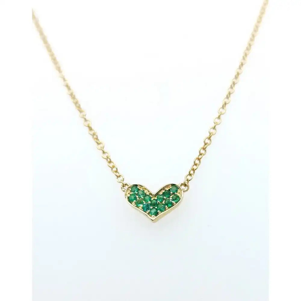 1/15 CTW Heart Shaped With Emerald Stone Pendant