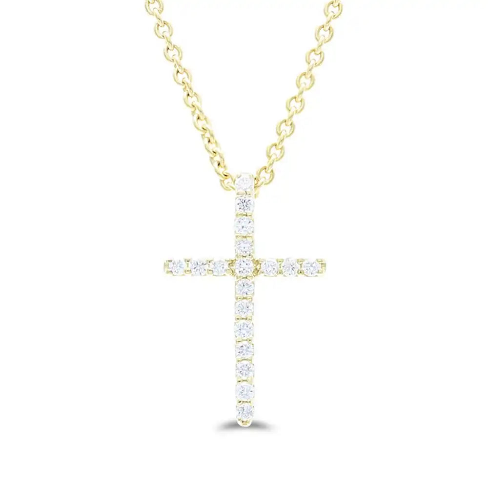 1/10 CTW Natural Round Diamond Cross Pendant