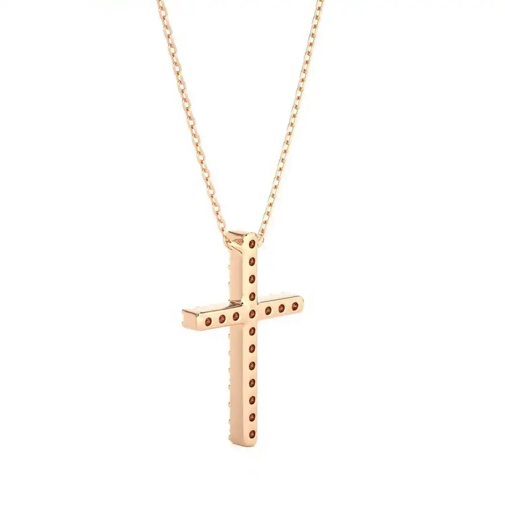 1/10 CTW Natural Round Diamond Cross Pendant