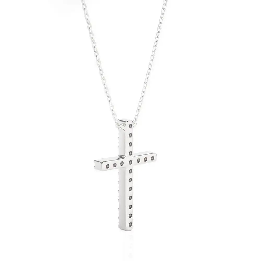 1/10 CTW Natural Round Diamond Cross Pendant