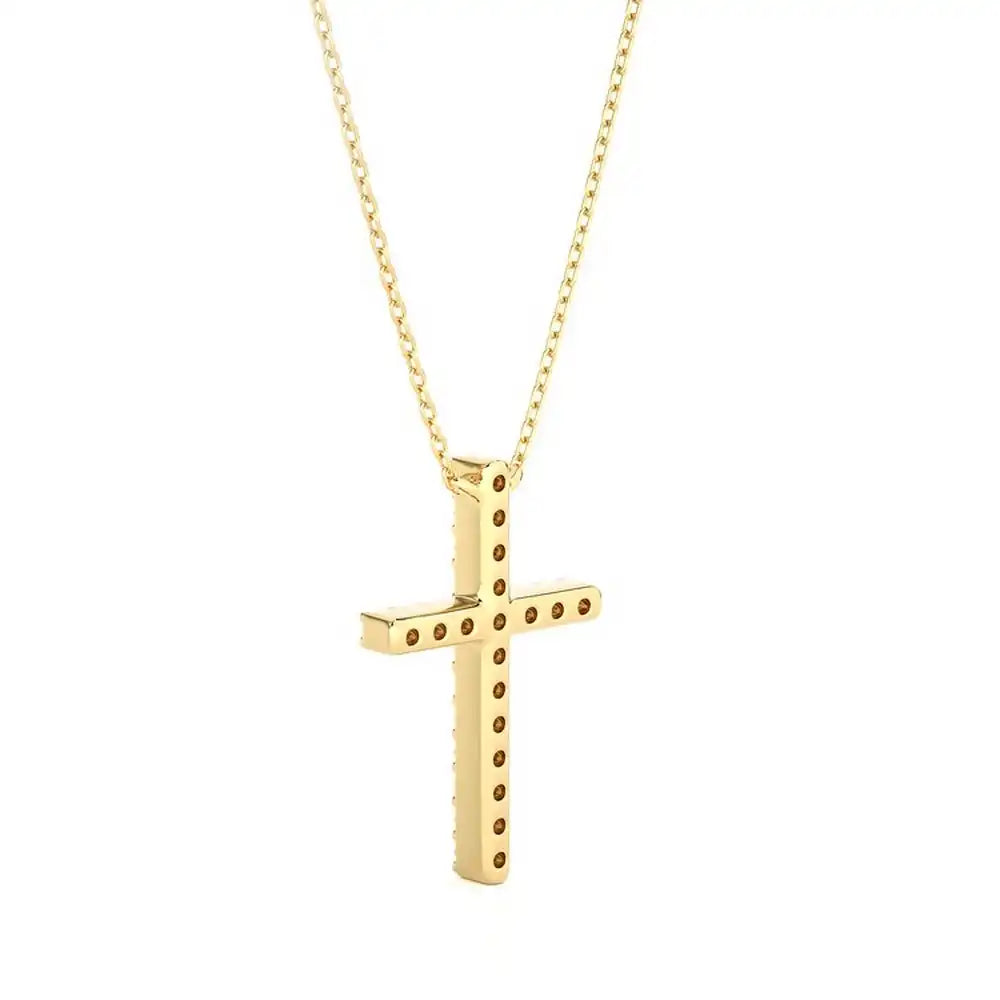 1/10 CTW Natural Round Diamond Cross Pendant