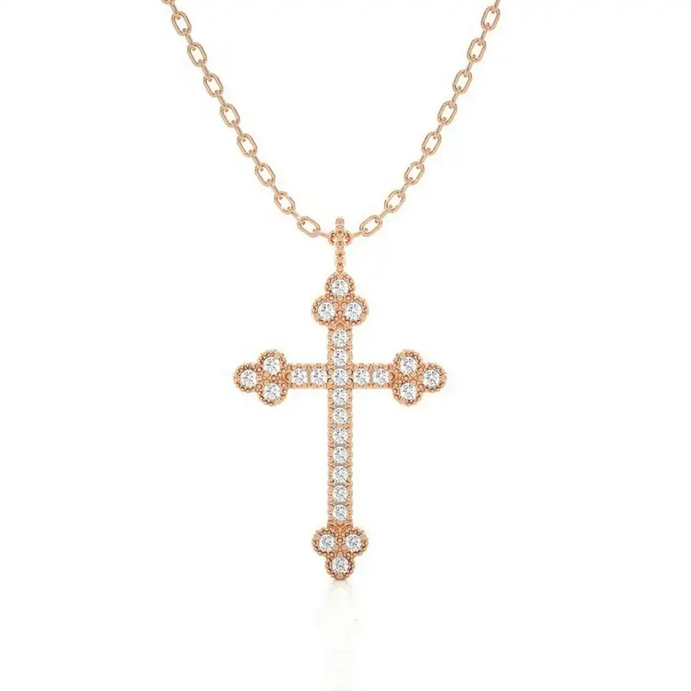 1/8 CTW Natural Round Diamond Cross Pendant