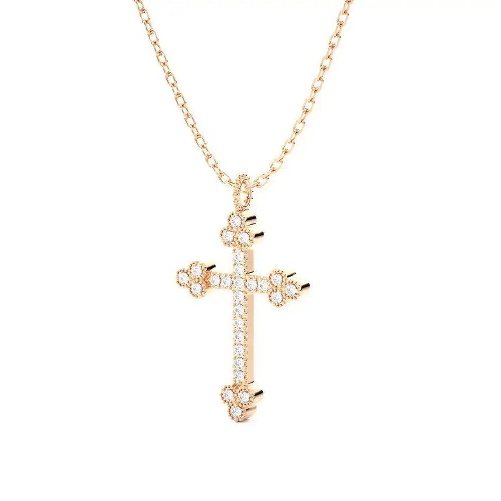 1/8 CTW Natural Round Diamond Cross Pendant