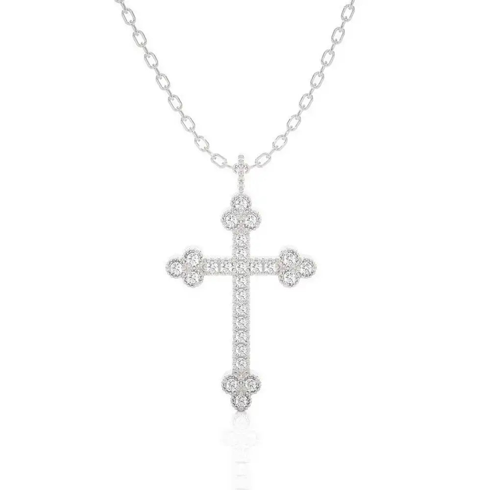 1/8 CTW Natural Round Diamond Cross Pendant