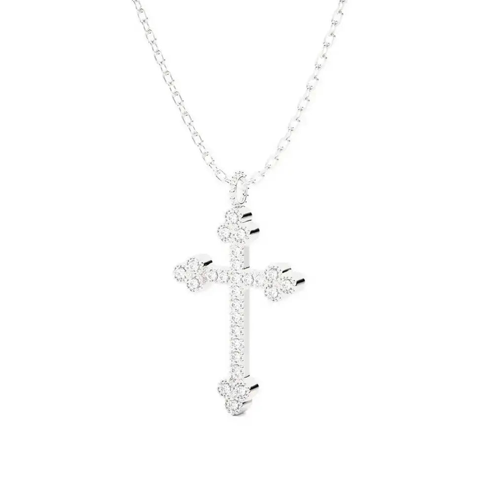 1/8 CTW Natural Round Diamond Cross Pendant