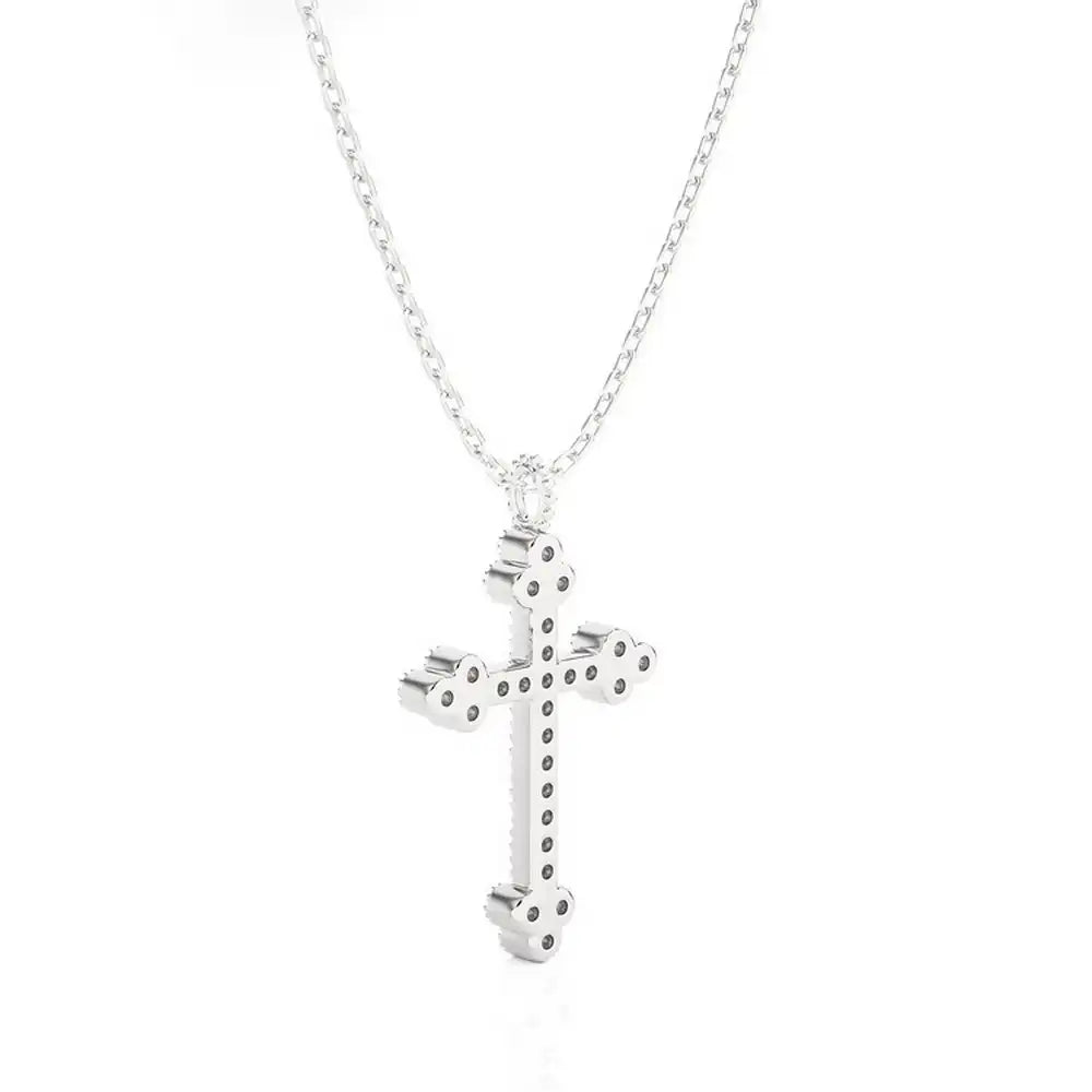 1/8 CTW Natural Round Diamond Cross Pendant