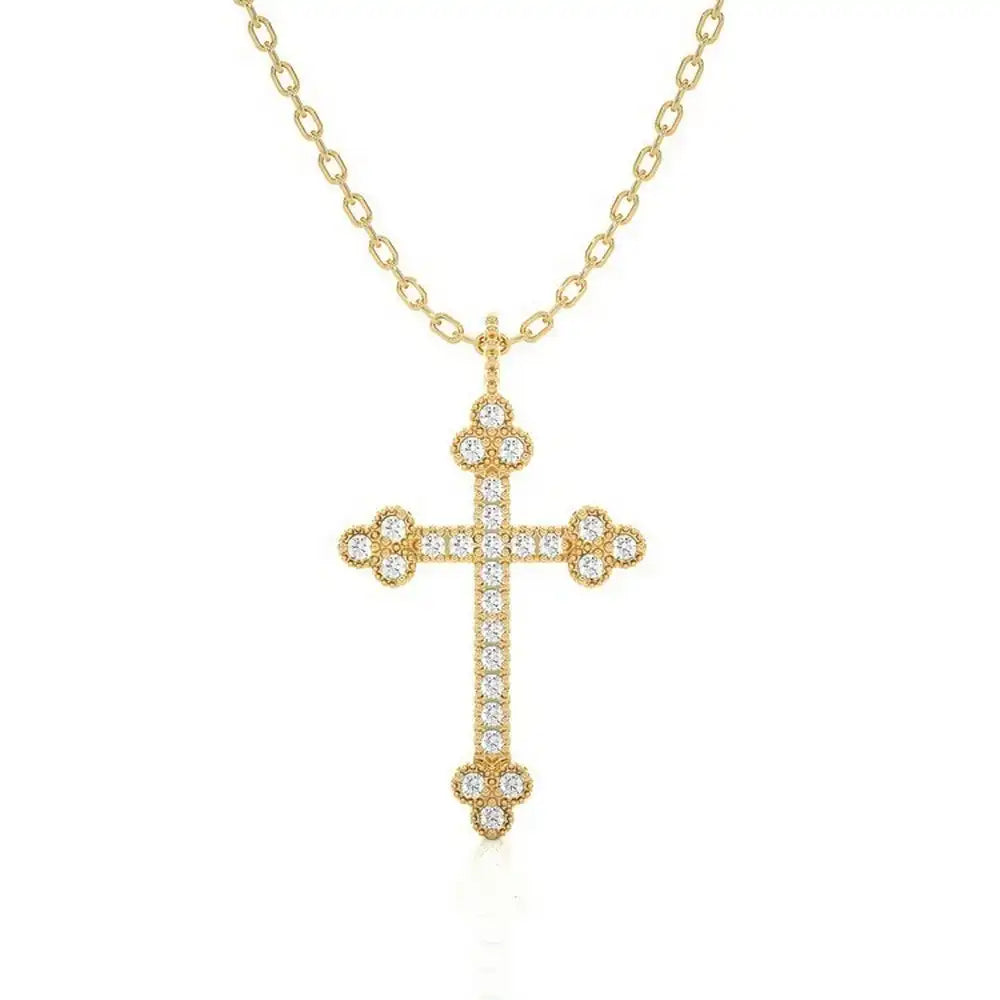 1/8 CTW Natural Round Diamond Cross Pendant